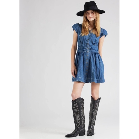 free people chester denim dress Free People Chester Mini Dress in Lightest Rose CARY LANE